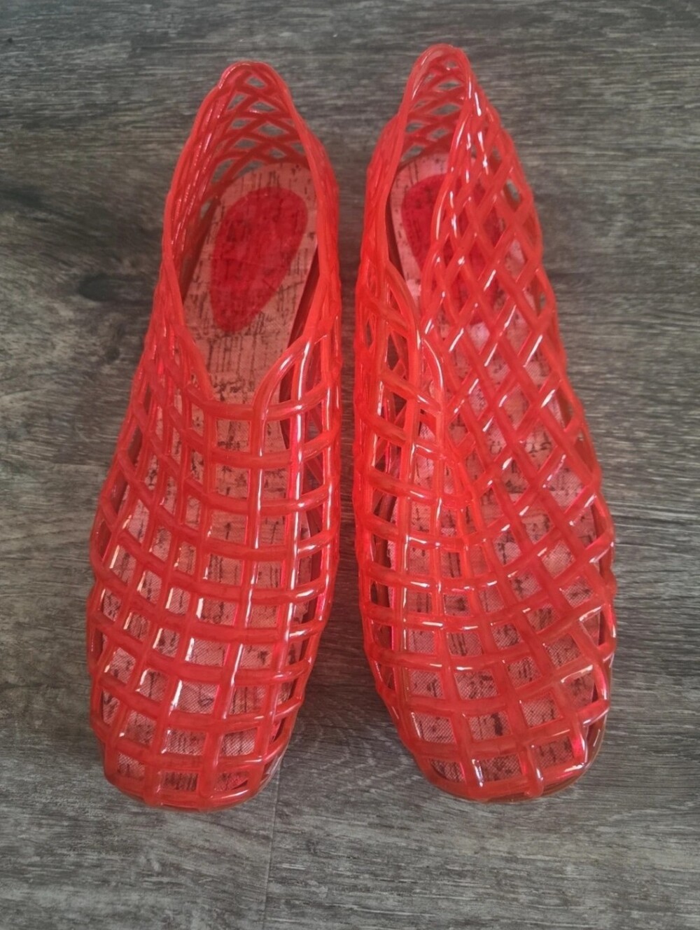 Women’s Red Jelly Woven Slip-On Flats